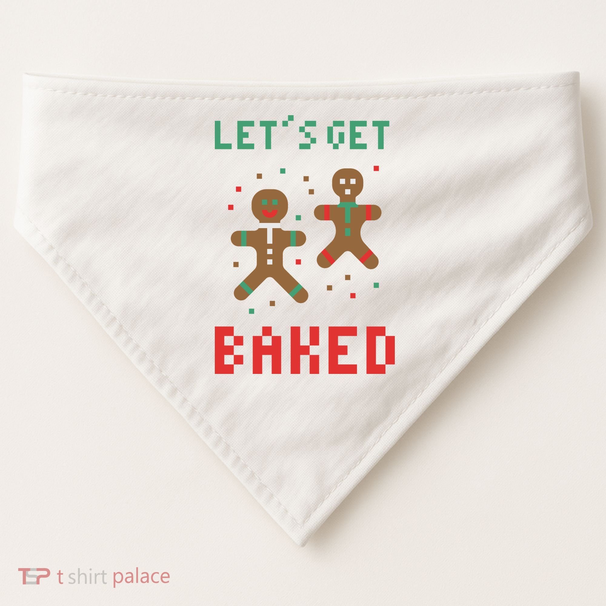 Let's Get Baked Gingerbread Cookie Funny Christmas USA-Made Doggie Bandana