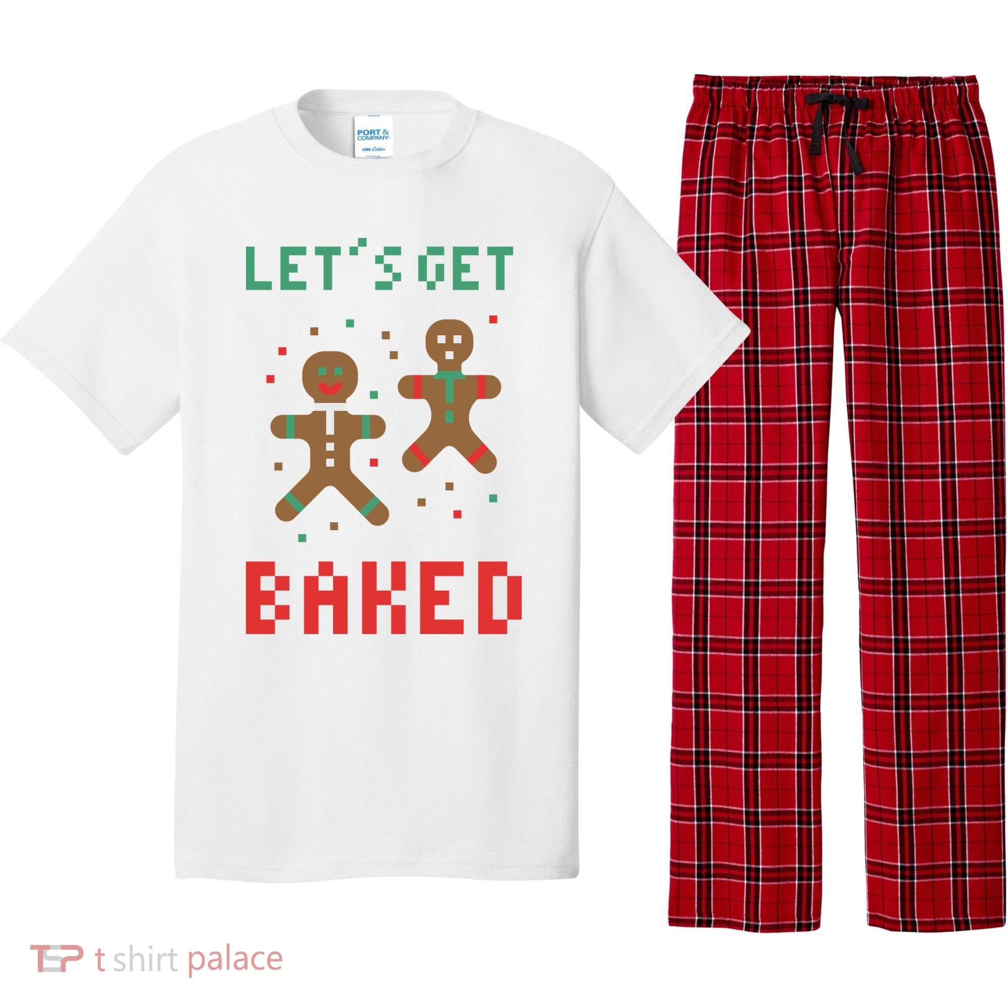 Let's Get Baked Gingerbread Cookie Funny Christmas Pajama Set