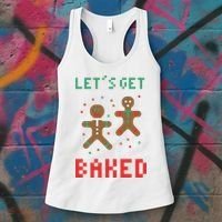 Let's Get Baked Gingerbread Cookie Funny Christmas Women's Tank Top thumb 3