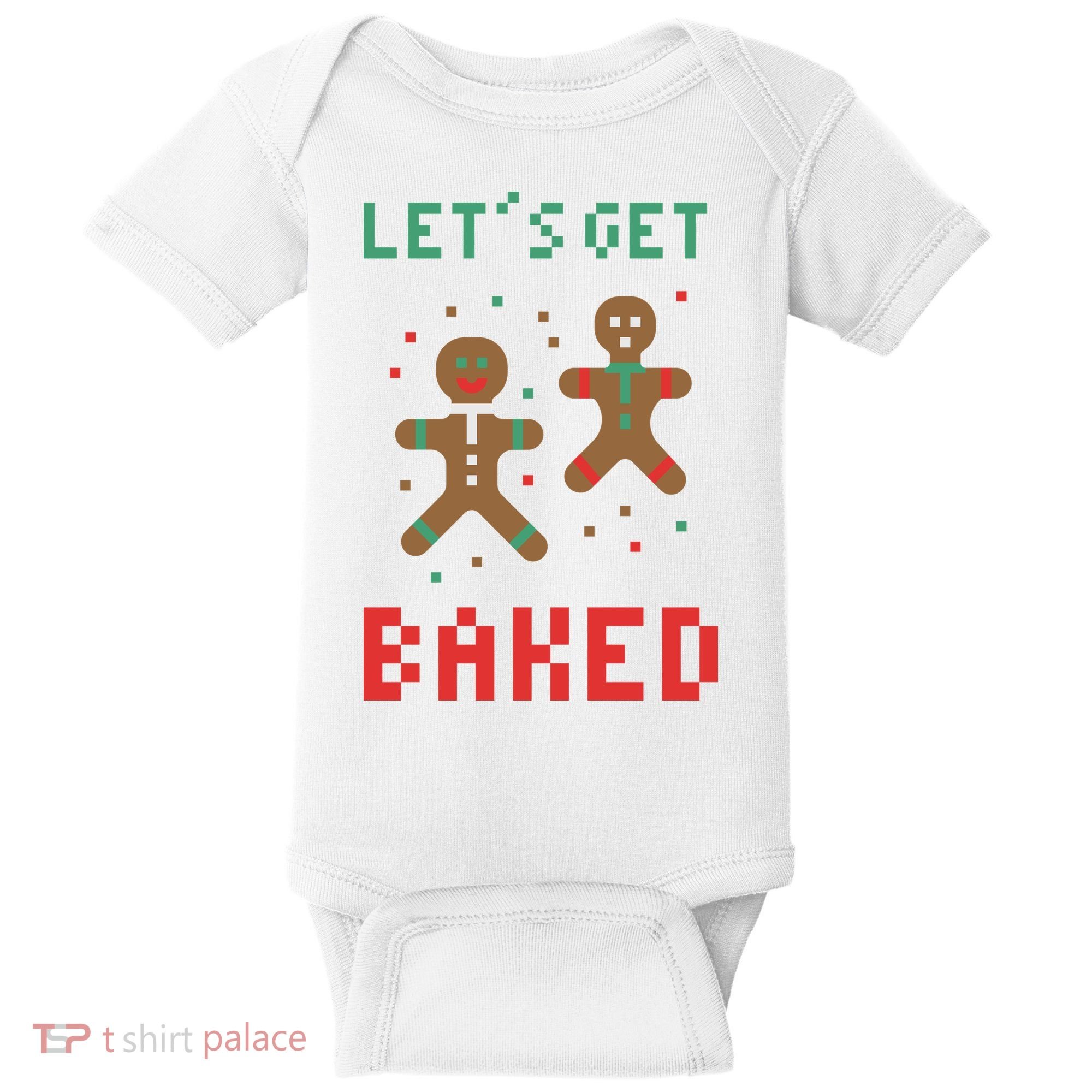 Let's Get Baked Gingerbread Cookie Funny Christmas Baby Bodysuit