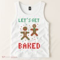Let's Get Baked Gingerbread Cookie Funny Christmas Tank Top thumb 2