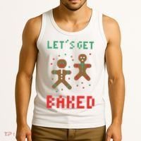 Let's Get Baked Gingerbread Cookie Funny Christmas Tank Top thumb 3