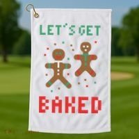 Let's Get Baked Gingerbread Cookie Funny Christmas Golf Towel thumb 1