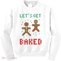 Let's Get Baked Gingerbread Cookie Funny Christmas Kids Sweatshirt thumb 0