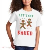 Let's Get Baked Gingerbread Cookie Funny Christmas Kids T-Shirt thumb 2