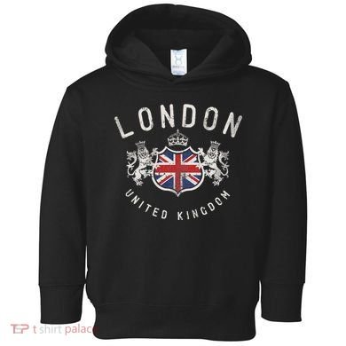 London Great Britain Vintage Crown Flag Toddler Hoodie