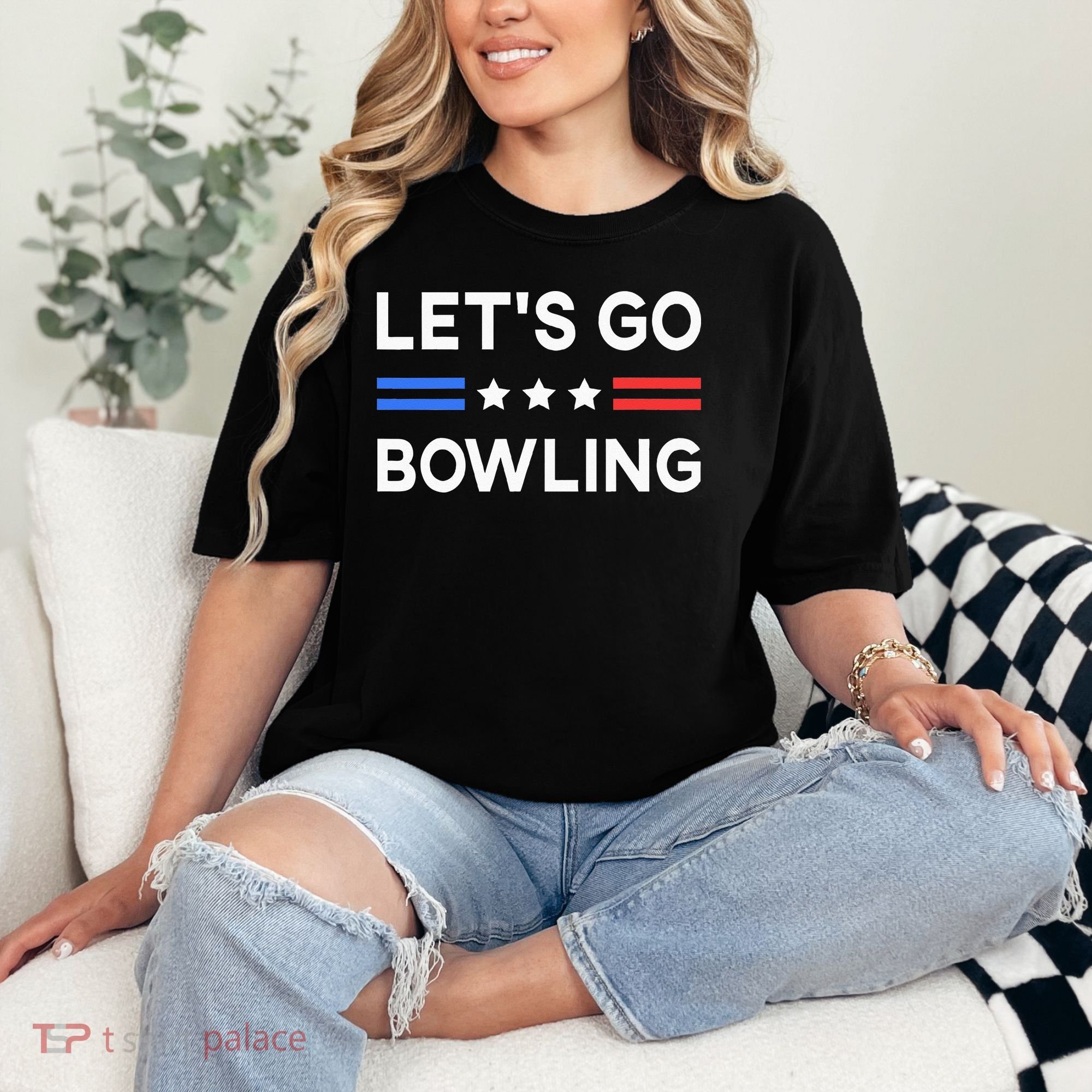 Lets Go Bowling Conservative US Flag Bowler Lucky Bowling Comfort Colors T-Shirt