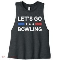 Lets Go Bowling Conservative US Flag Bowler Lucky Bowling Women's Racerback Cropped Tank thumb 0