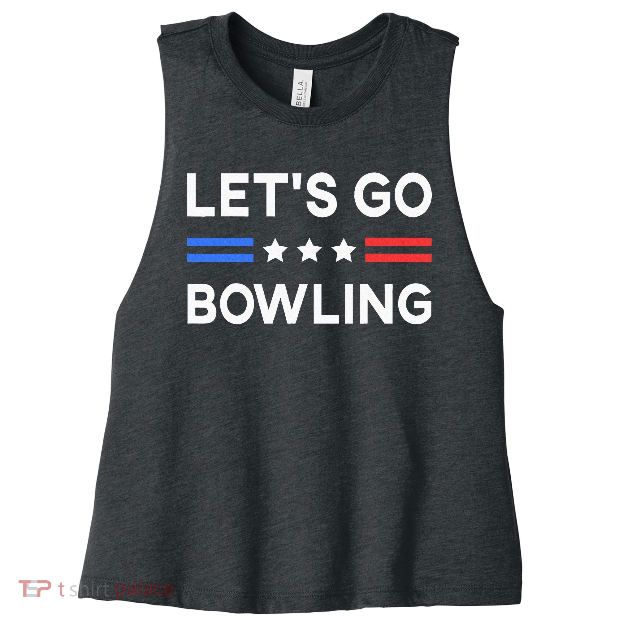 Lets Go Bowling Conservative US Flag Bowler Lucky Bowling Women's Racerback Cropped Tank