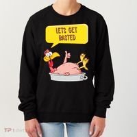 Lets Get Basted Funny Thanksgiving Turkey Women's Sweatshirt thumb 0
