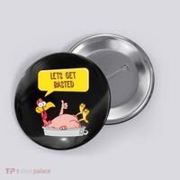 Lets Get Basted Funny Thanksgiving Turkey Button thumb 0