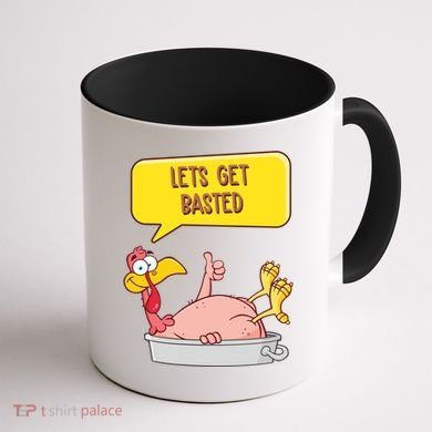 Lets Get Basted Funny Thanksgiving Turkey Coffee Mug back