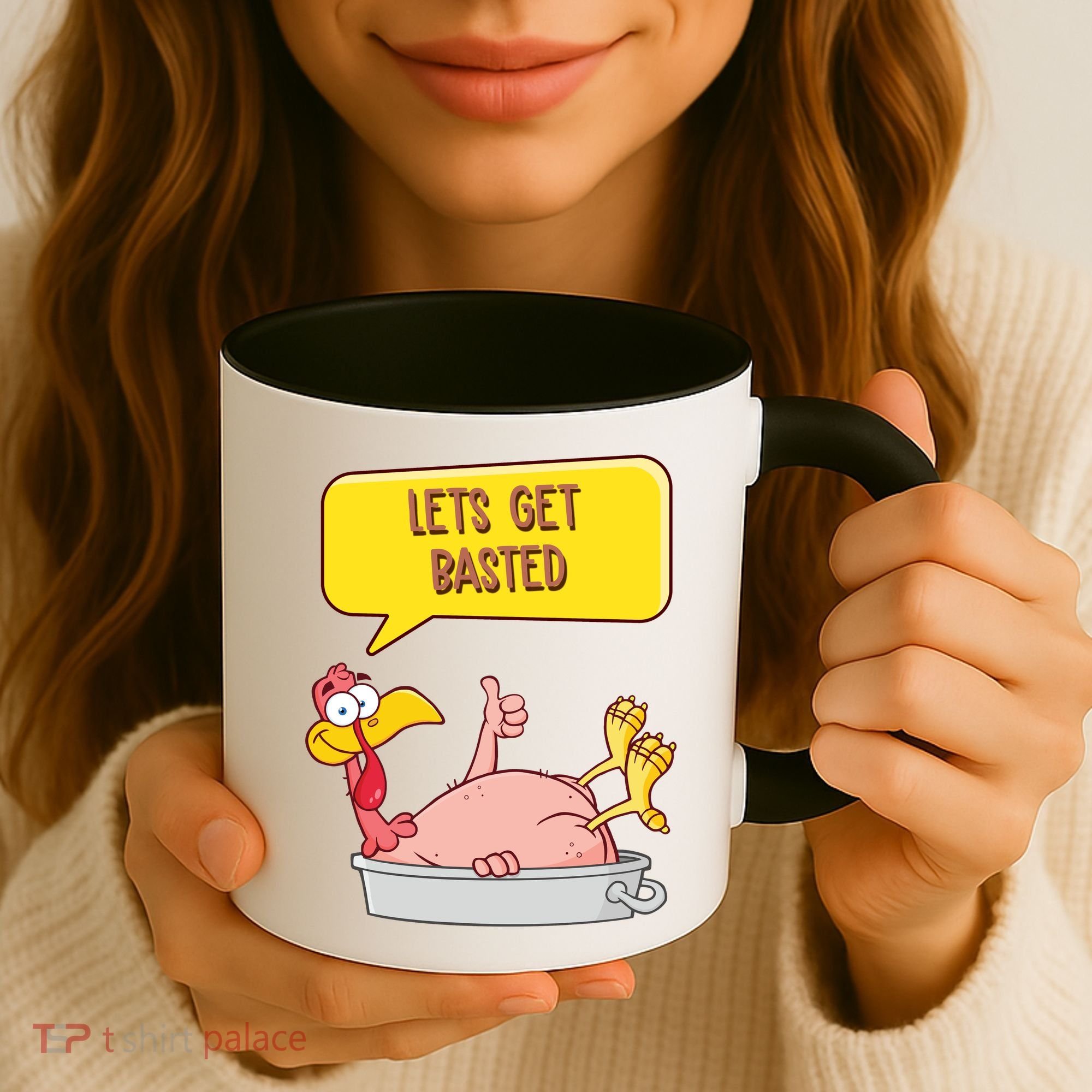 Lets Get Basted Funny Thanksgiving Turkey Coffee Mug