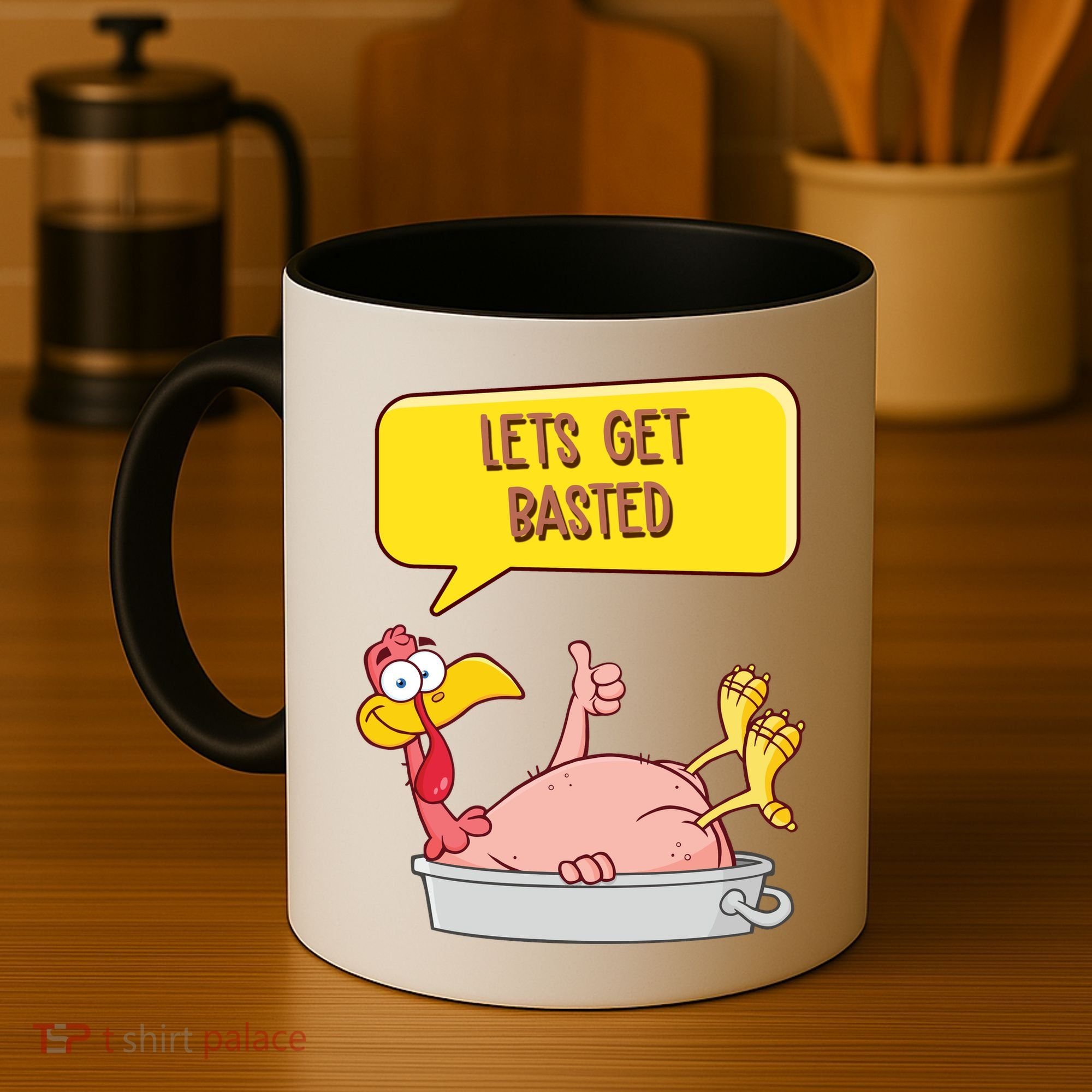 Lets Get Basted Funny Thanksgiving Turkey Coffee Mug