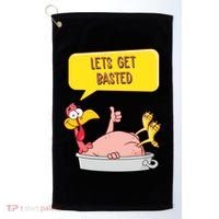 Lets Get Basted Funny Thanksgiving Turkey Golf Towel thumb 0