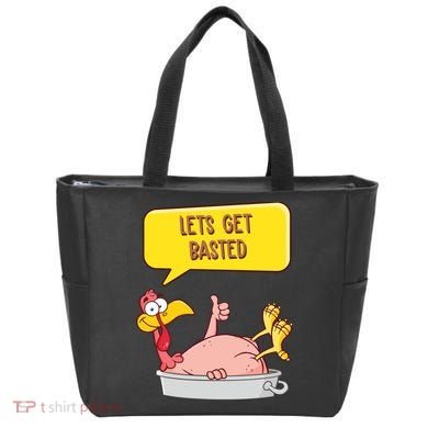 Lets Get Basted Funny Thanksgiving Turkey Tote Bag