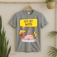 Lets Get Basted Funny Thanksgiving Turkey T-Shirt thumb 2