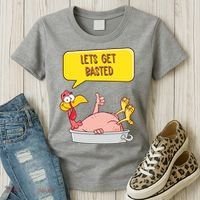 Lets Get Basted Funny Thanksgiving Turkey Women's T-Shirt thumb 3