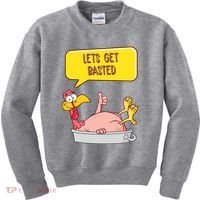 Lets Get Basted Funny Thanksgiving Turkey Kids Sweatshirt thumb 0