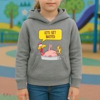 Lets Get Basted Funny Thanksgiving Turkey Kids Hoodie thumb 3