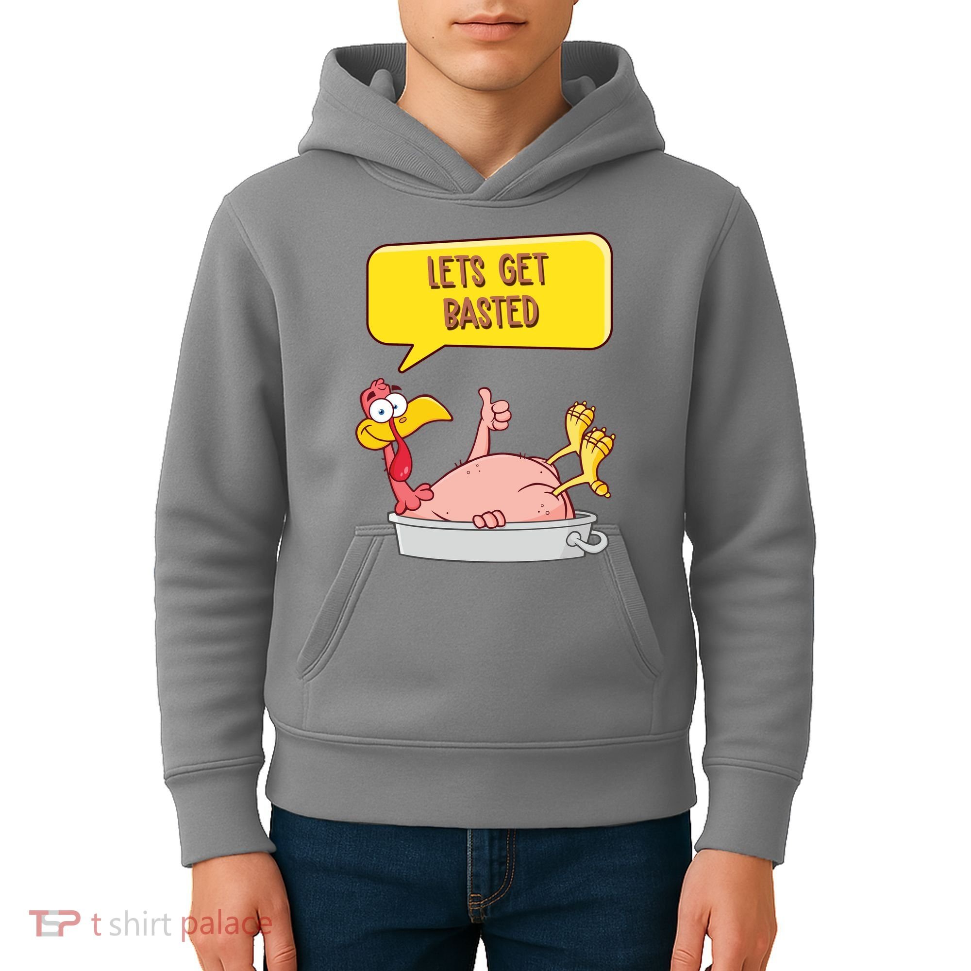 Lets Get Basted Funny Thanksgiving Turkey Kids Hoodie