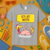 Lets Get Basted Funny Thanksgiving Turkey Kids T-Shirt thumb 3