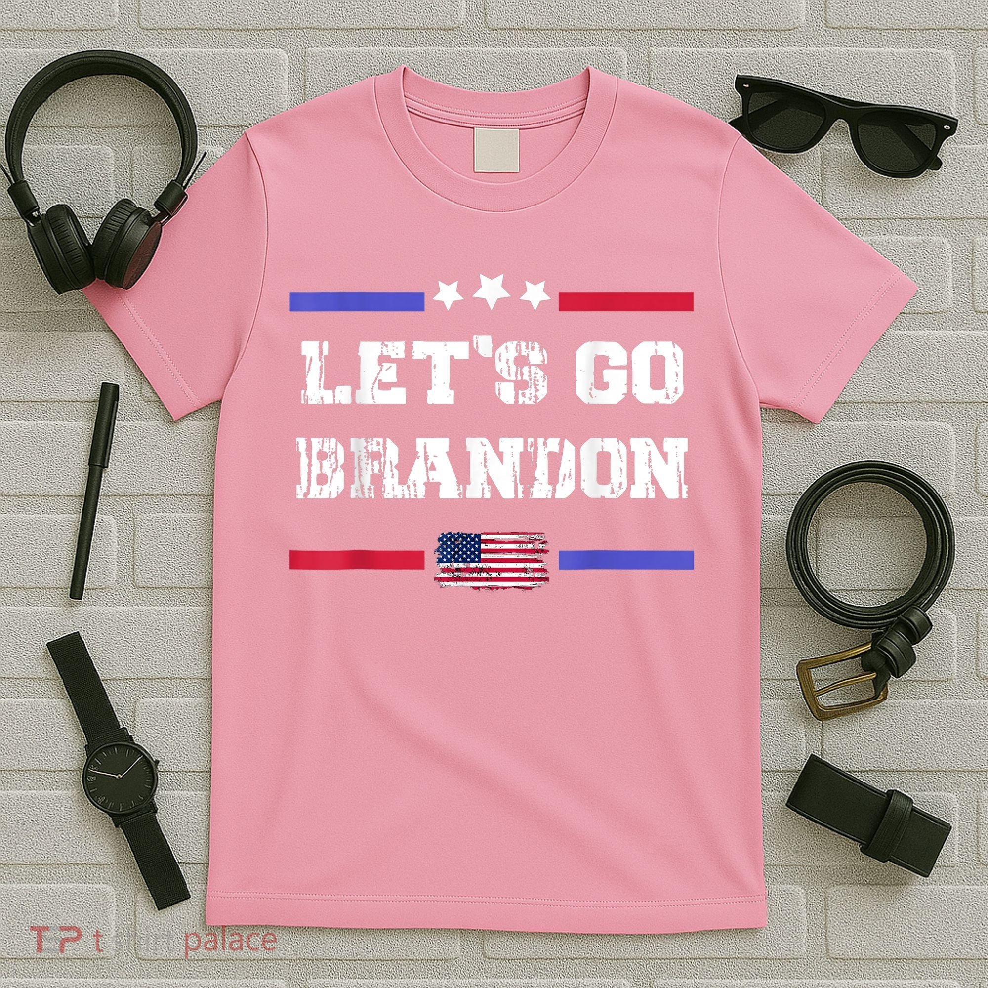 Let's Go Brandon Conservative Anti Liberal US Flag T-Shirt