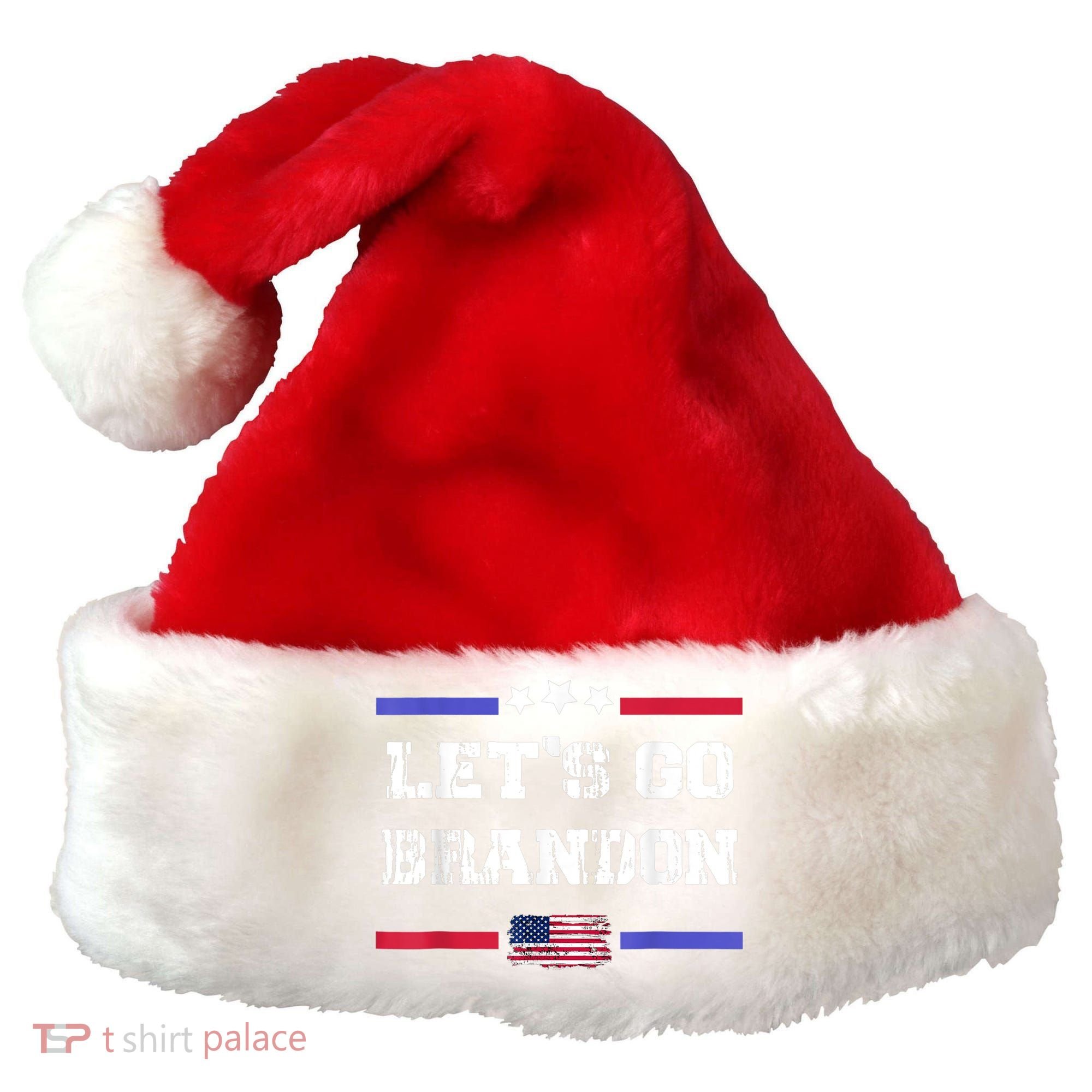 Let's Go Brandon Conservative Anti Liberal US Flag Santa Hat