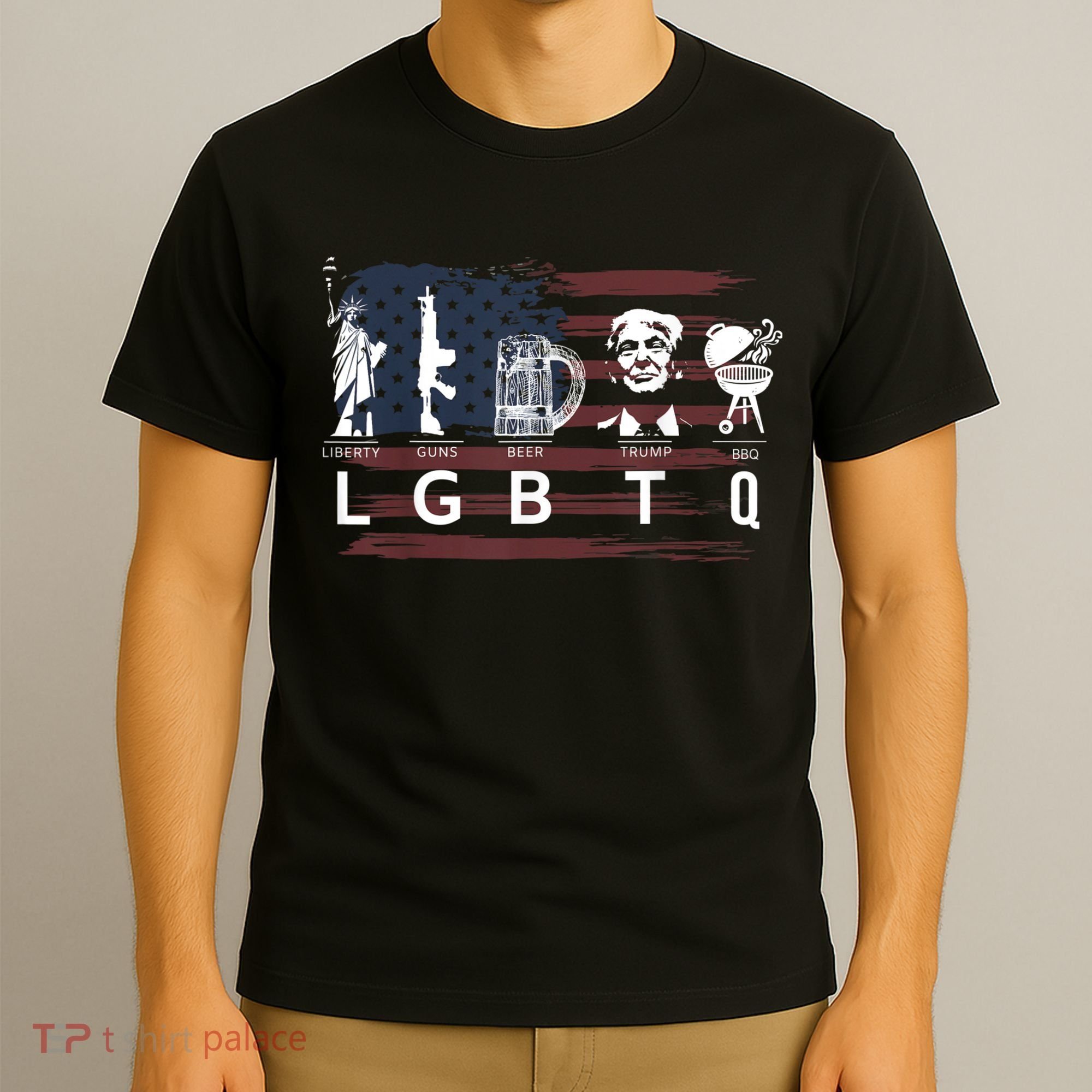 Liberty Guns Beer Trump BBQ Funny Costume LGBT T-Shirt