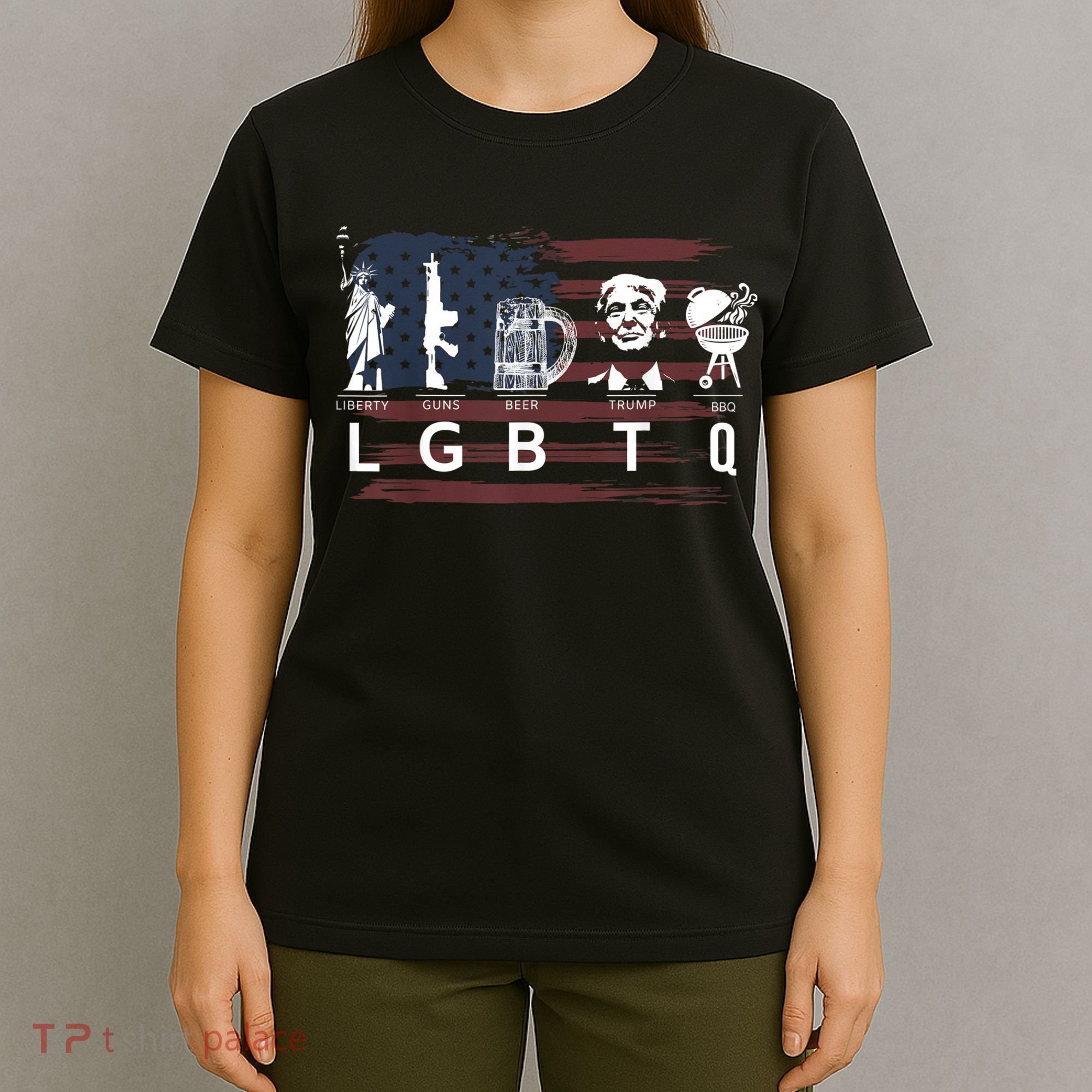 Liberty Guns Beer Trump BBQ Funny Costume LGBT T-Shirt
