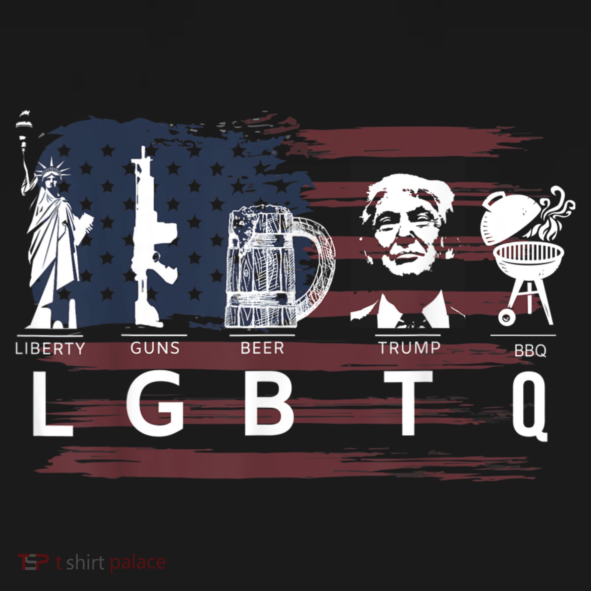 Liberty Guns Beer Trump BBQ Funny Costume LGBT T-Shirt