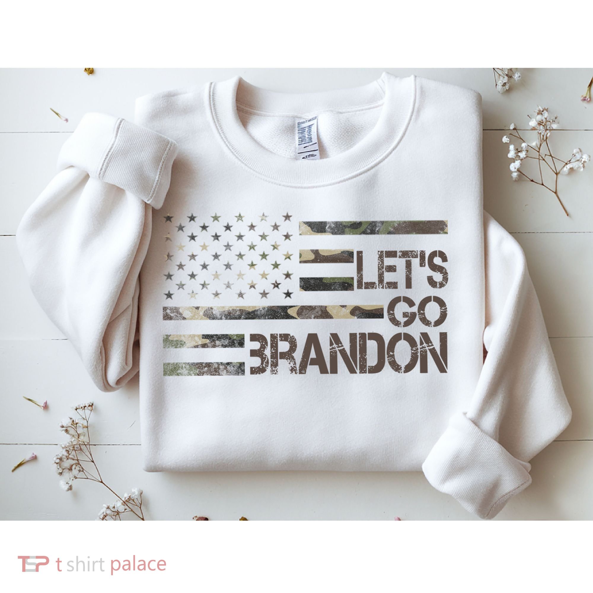 Let's Go Brandon Military Camo FJB Biden Chant Flag Sweatshirt