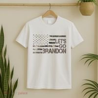 Let's Go Brandon Military Camo FJB Biden Chant Flag T-Shirt thumb 2
