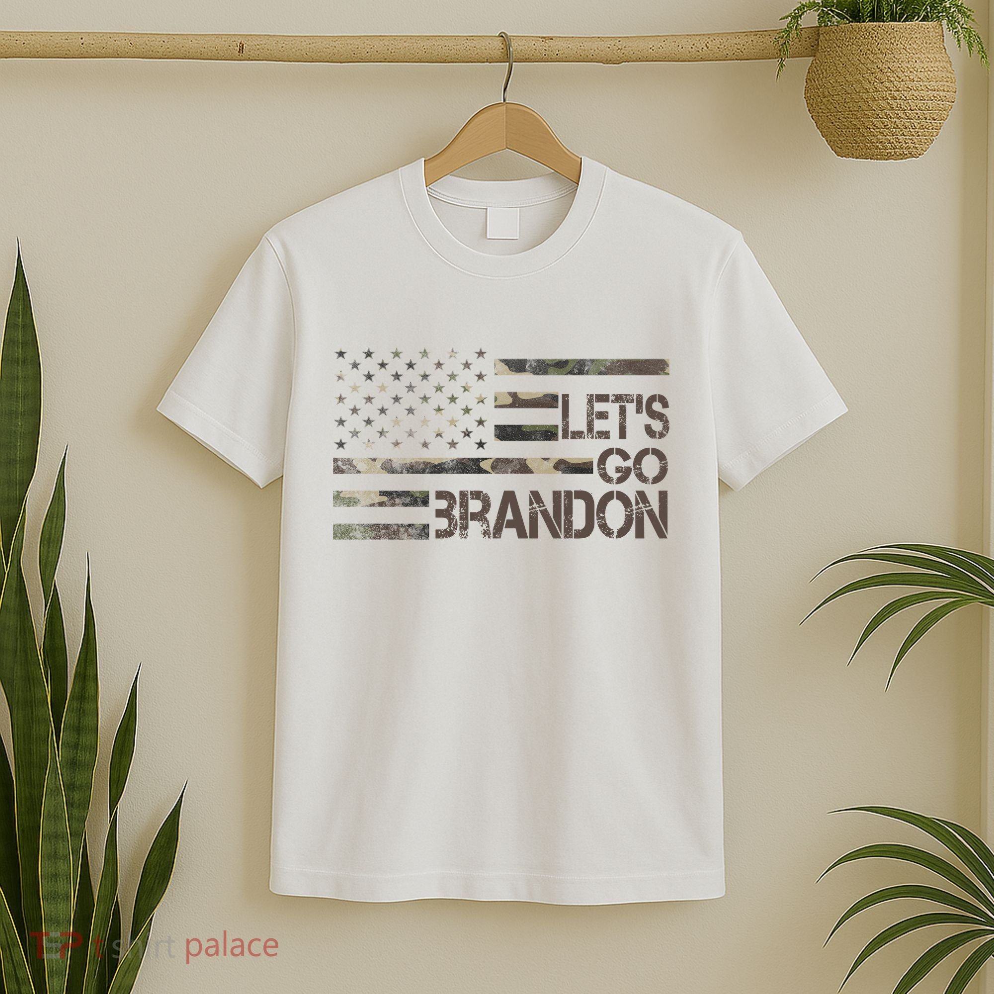 Let's Go Brandon Military Camo FJB Biden Chant Flag T-Shirt