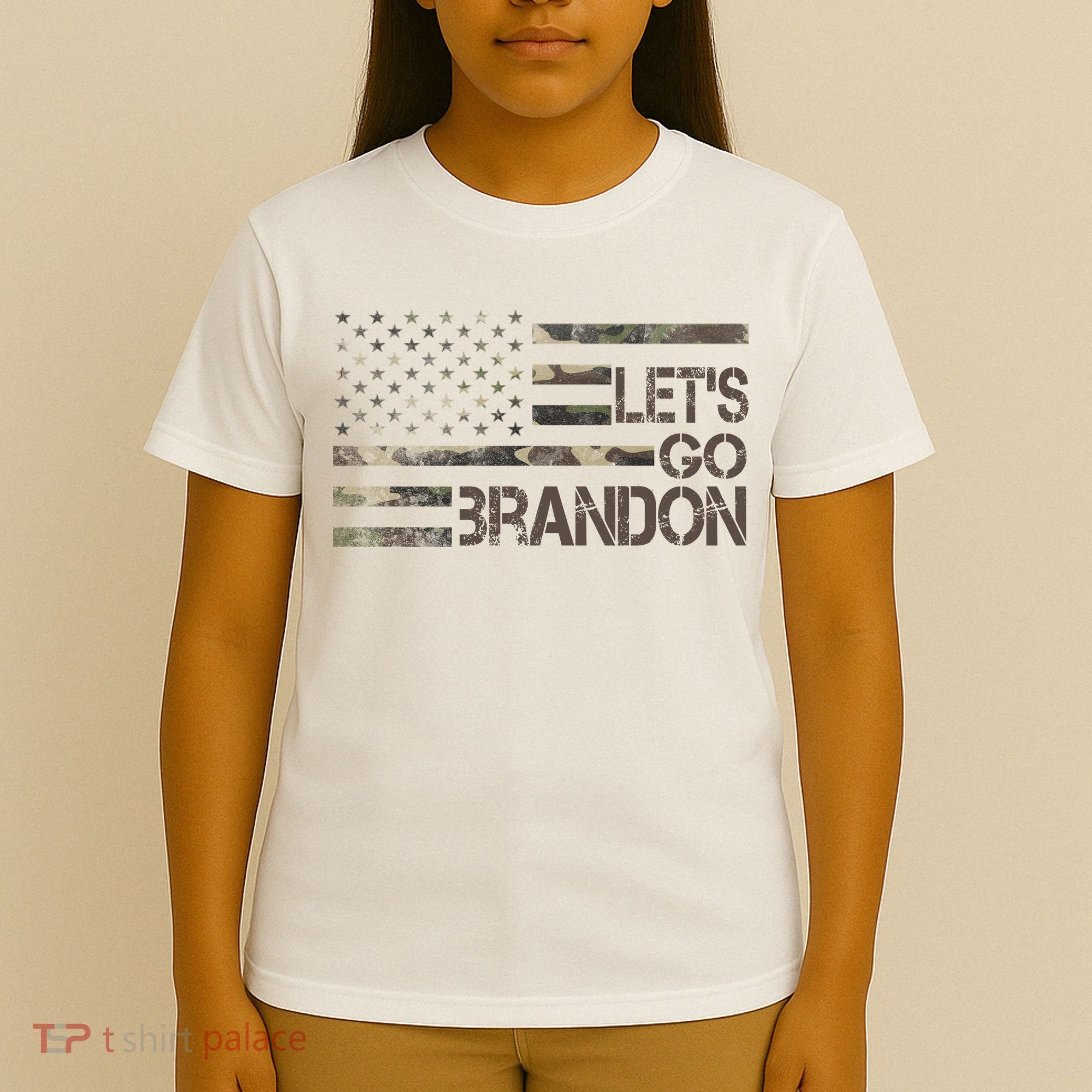 Let's Go Brandon Military Camo FJB Biden Chant Flag T-Shirt