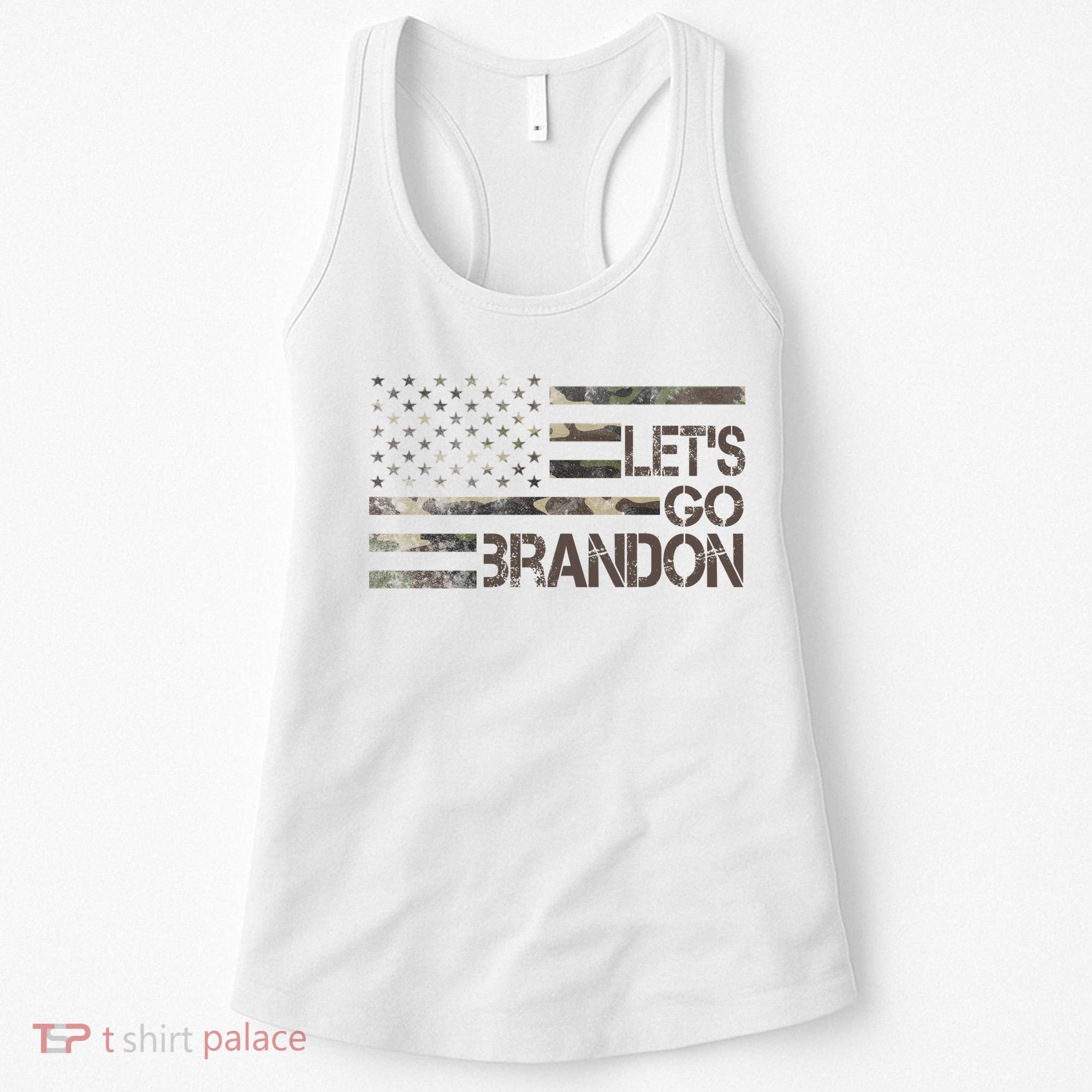 Let's Go Brandon Military Camo FJB Biden Chant Flag Women's Tank Top