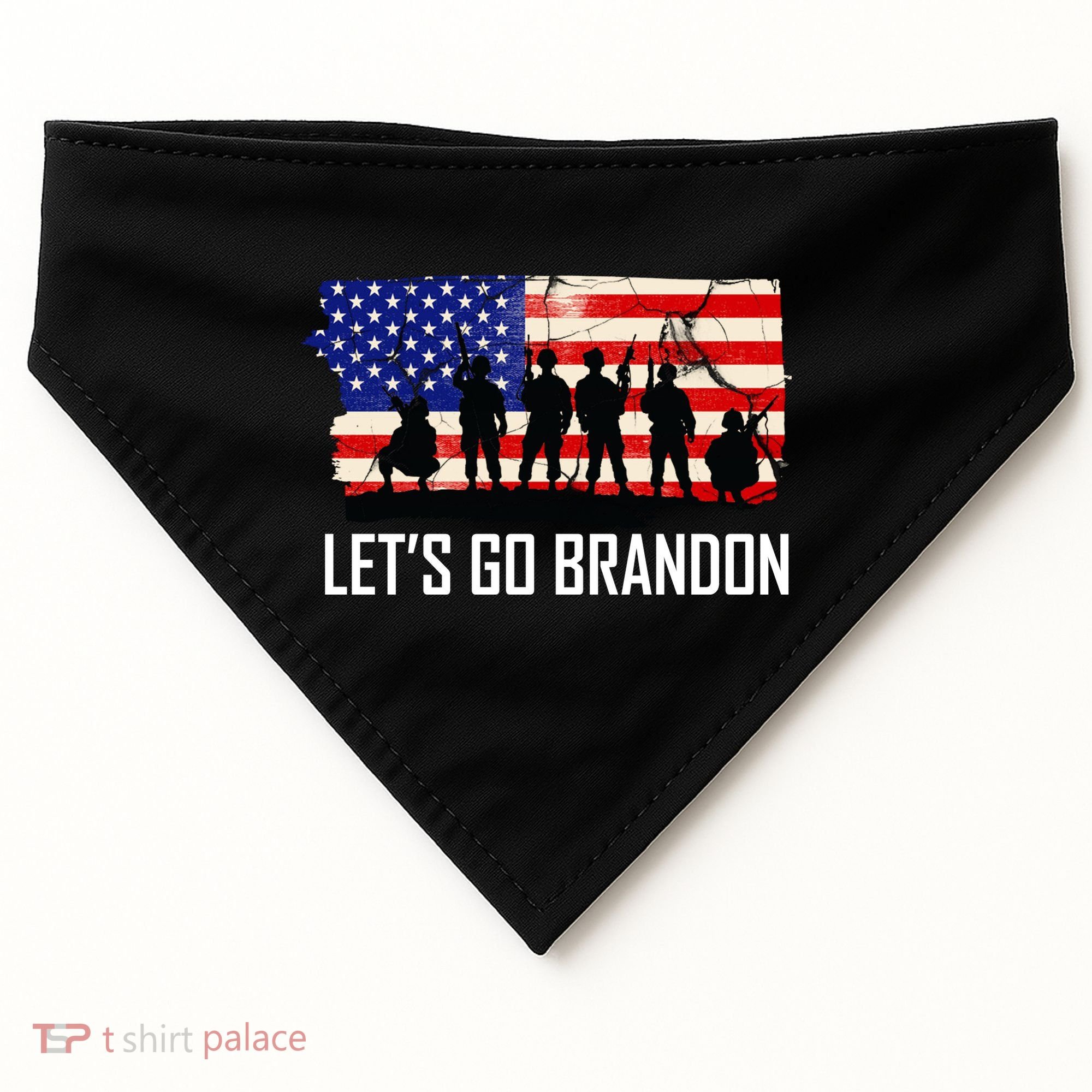 Let's Go Brandon Military Troops American Flag USA-Made Doggie Bandana