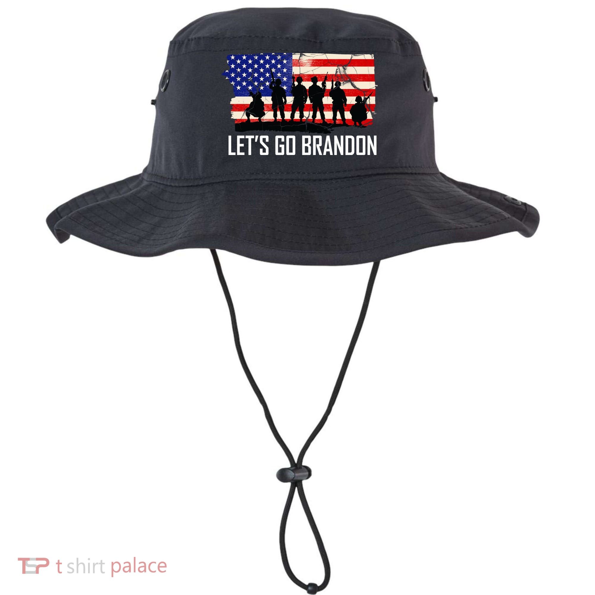 Let's Go Brandon Military Troops American Flag Bucket Hat