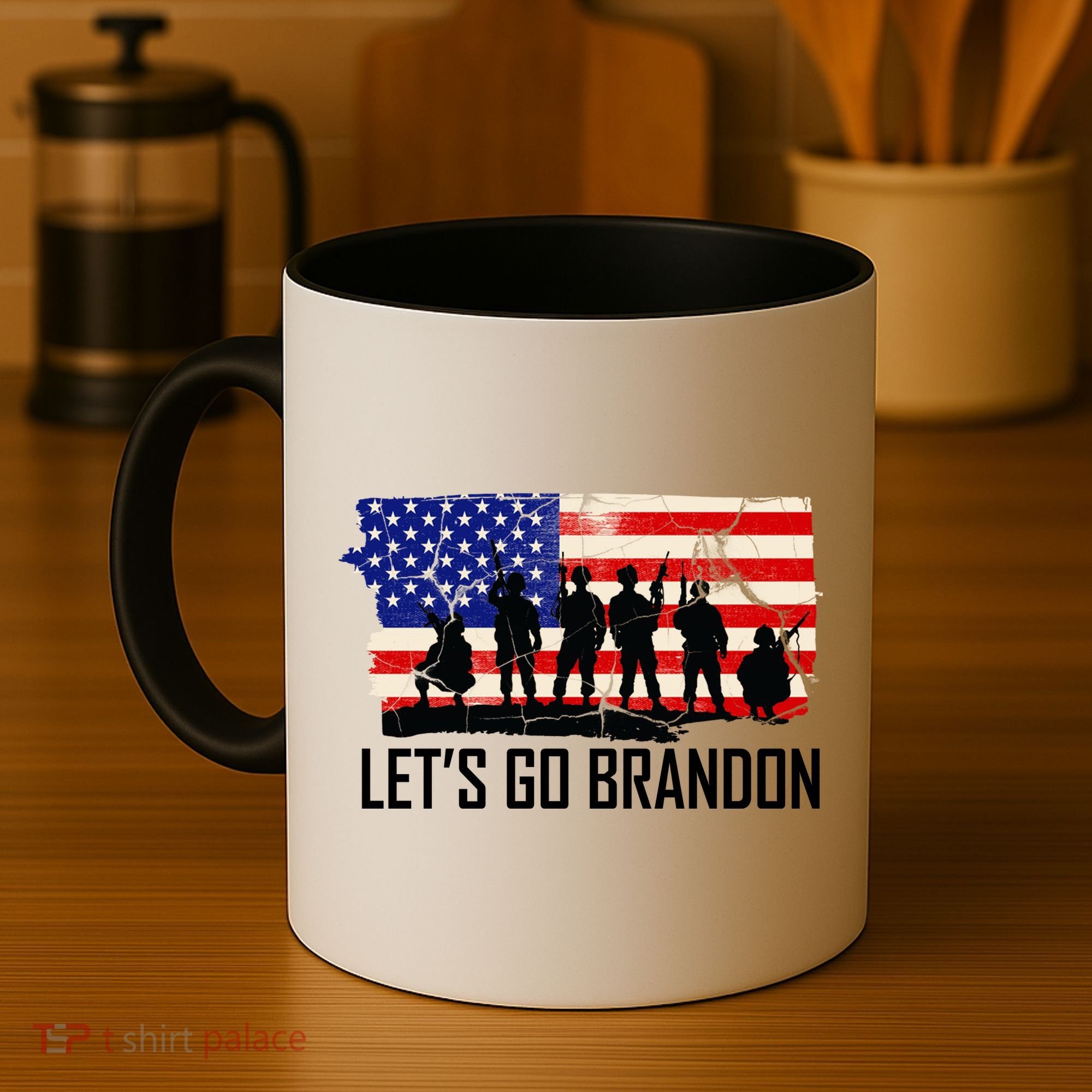Let's Go Brandon Military Troops American Flag Coffee Mug