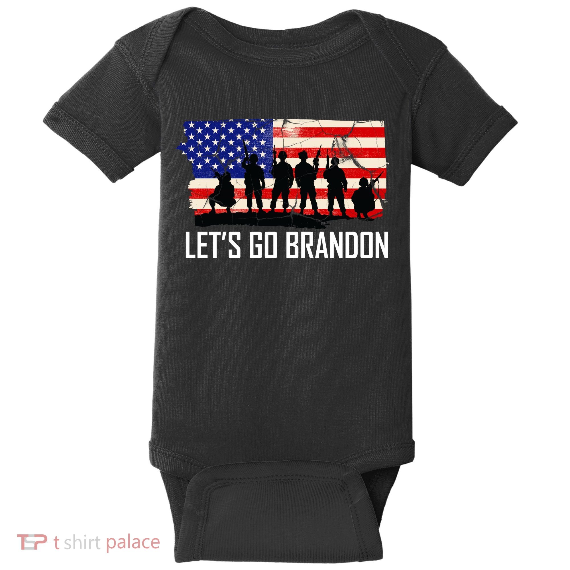 Let's Go Brandon Military Troops American Flag Baby Bodysuit