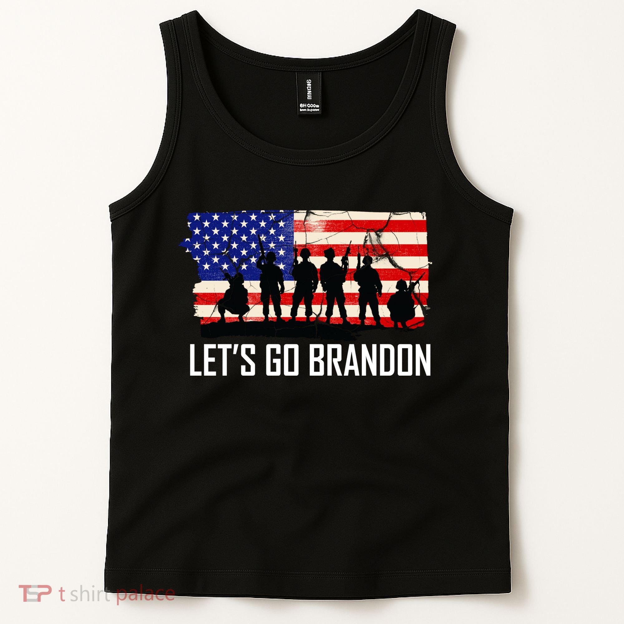 Let's Go Brandon Military Troops American Flag Tank Top
