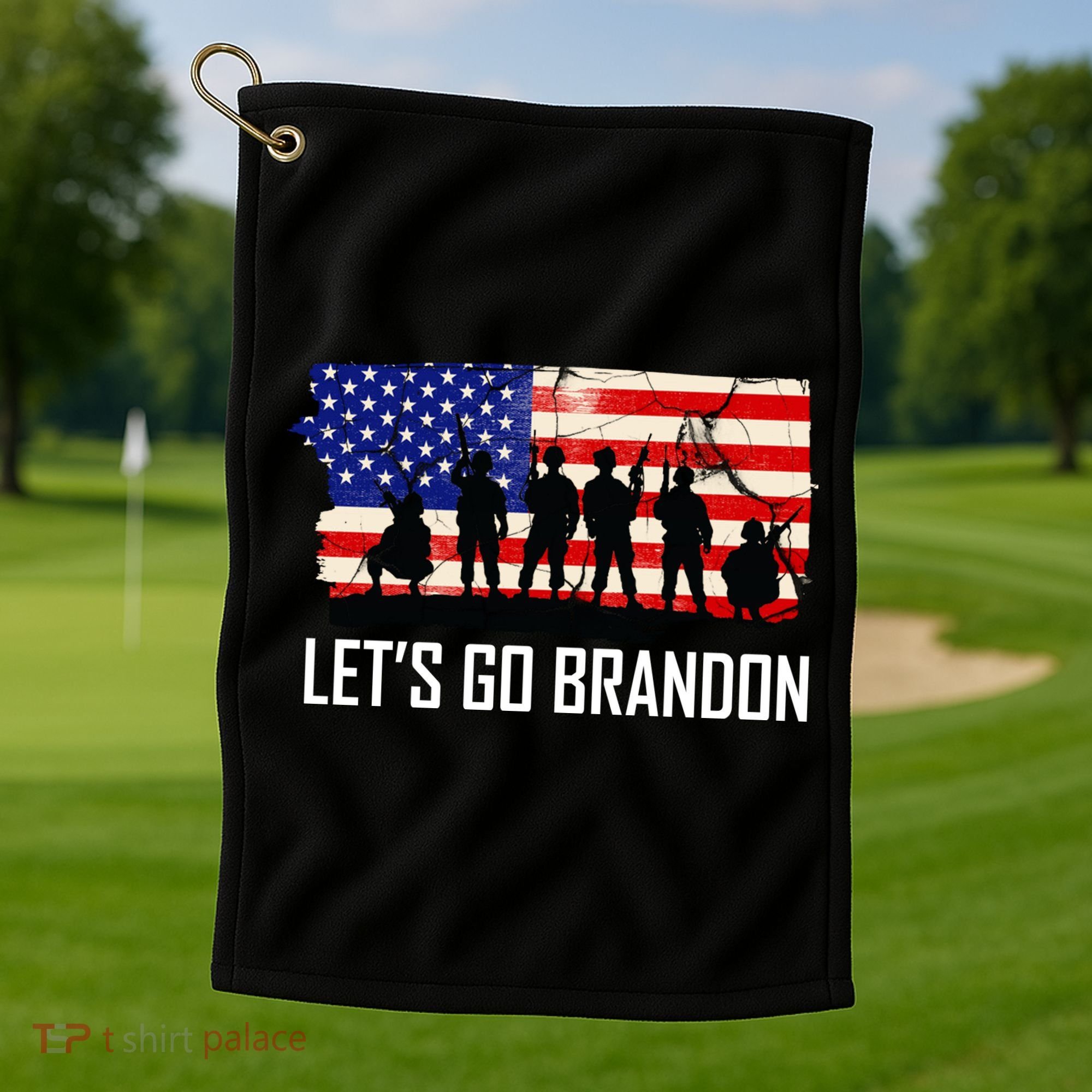 Let's Go Brandon Military Troops American Flag Golf Towel