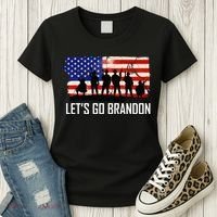 Let's Go Brandon Military Troops American Flag Women's T-Shirt thumb 3
