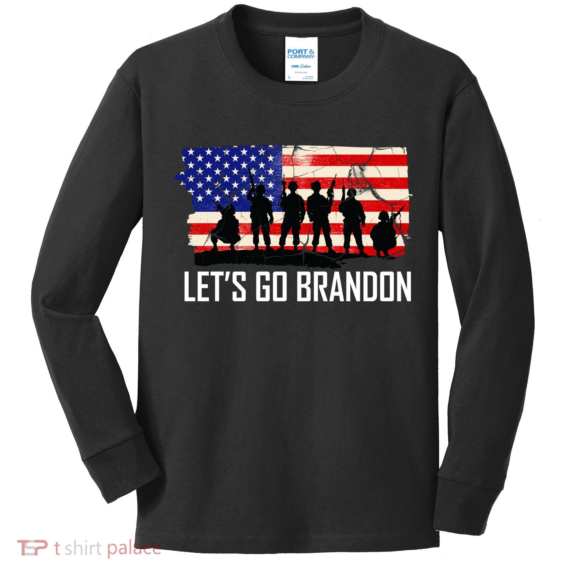 Let's Go Brandon Military Troops American Flag Kids Long Sleeve Shirt