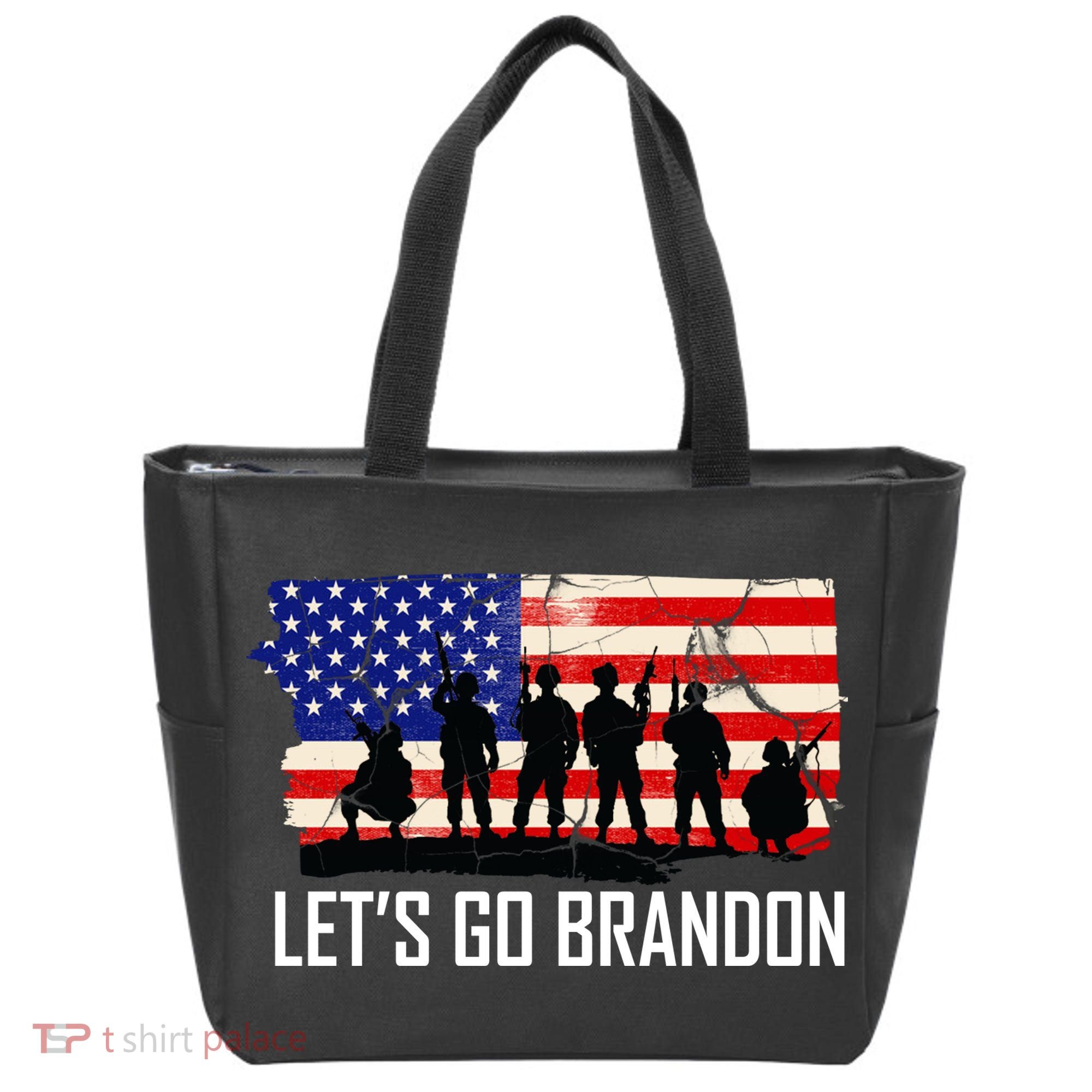 Let's Go Brandon Military Troops American Flag Tote Bag
