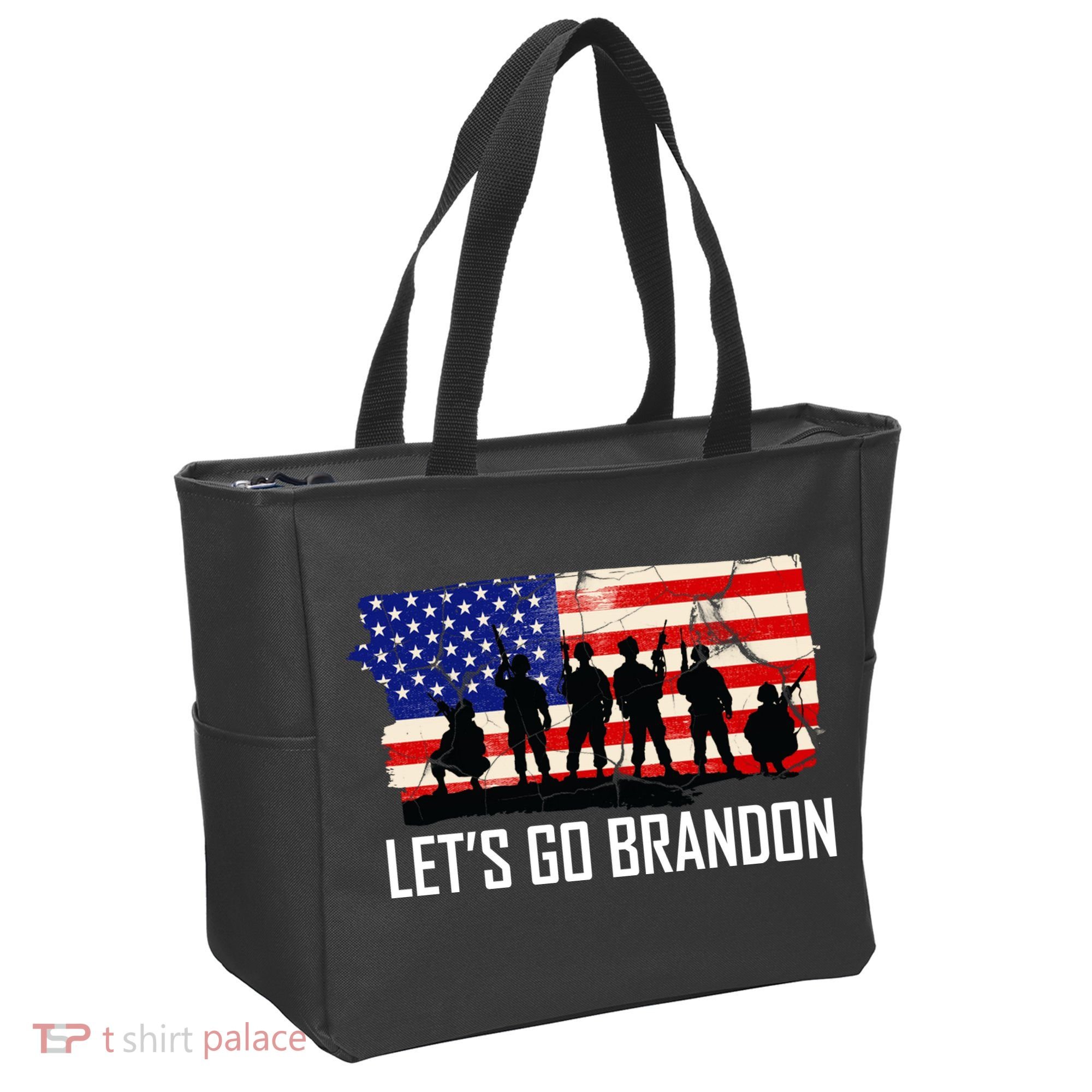 Let's Go Brandon Military Troops American Flag Tote Bag
