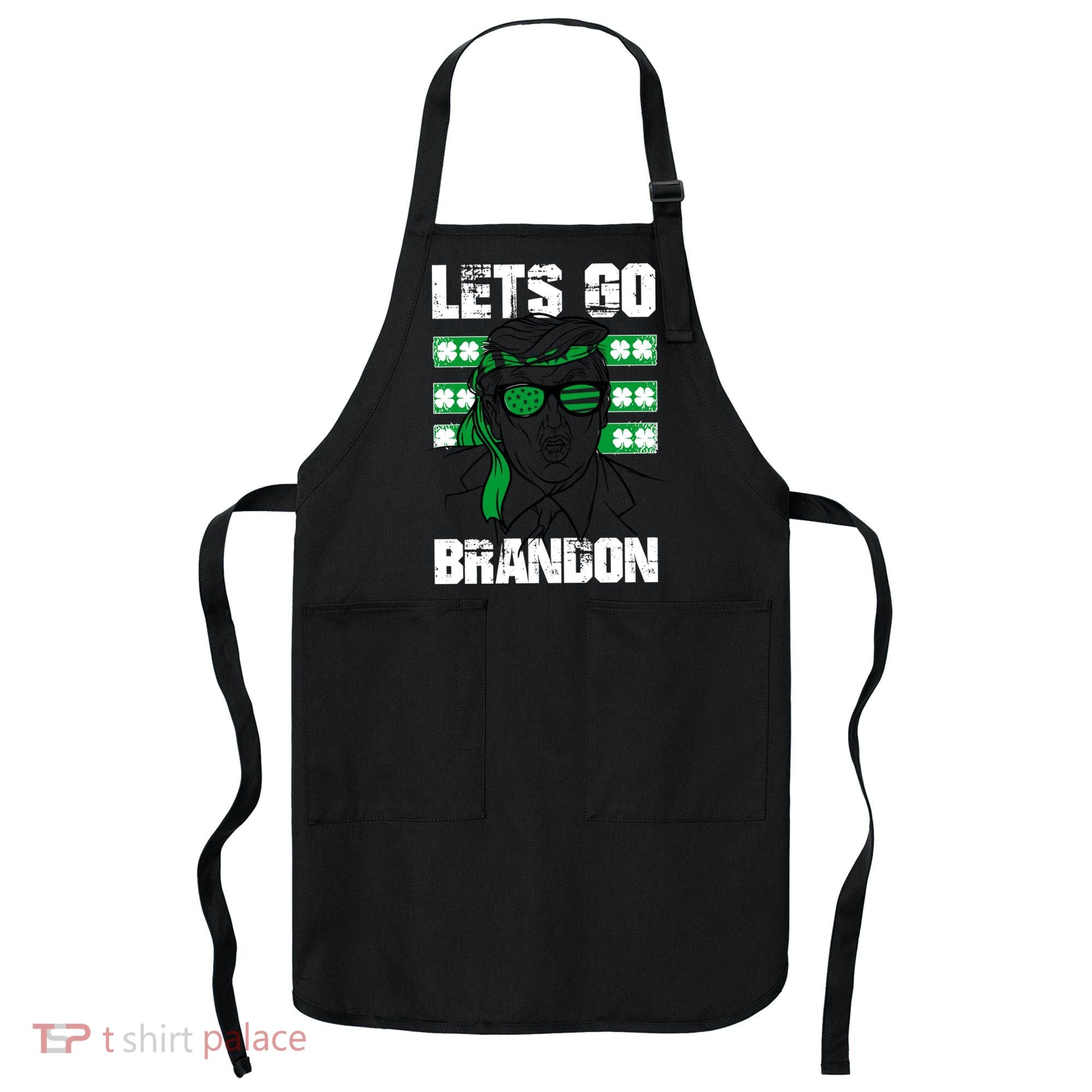 Lets Go Brandon St Patrick's Day Trump Beer America Flag Apron