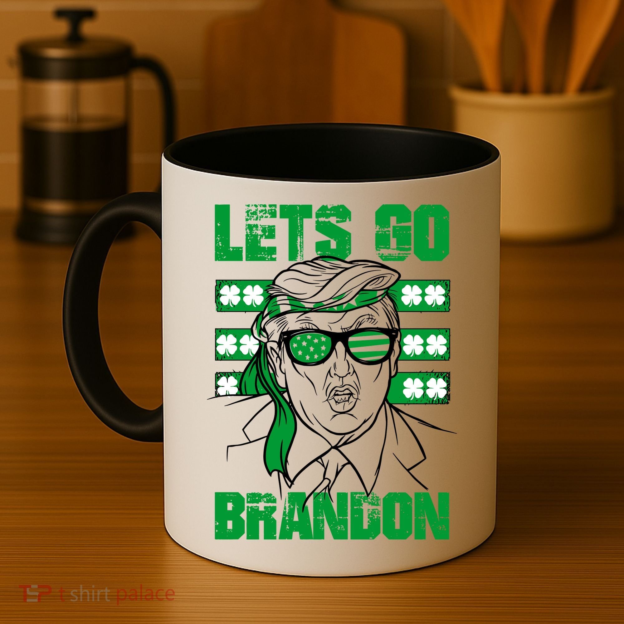 Lets Go Brandon St Patrick's Day Trump Beer America Flag Coffee Mug