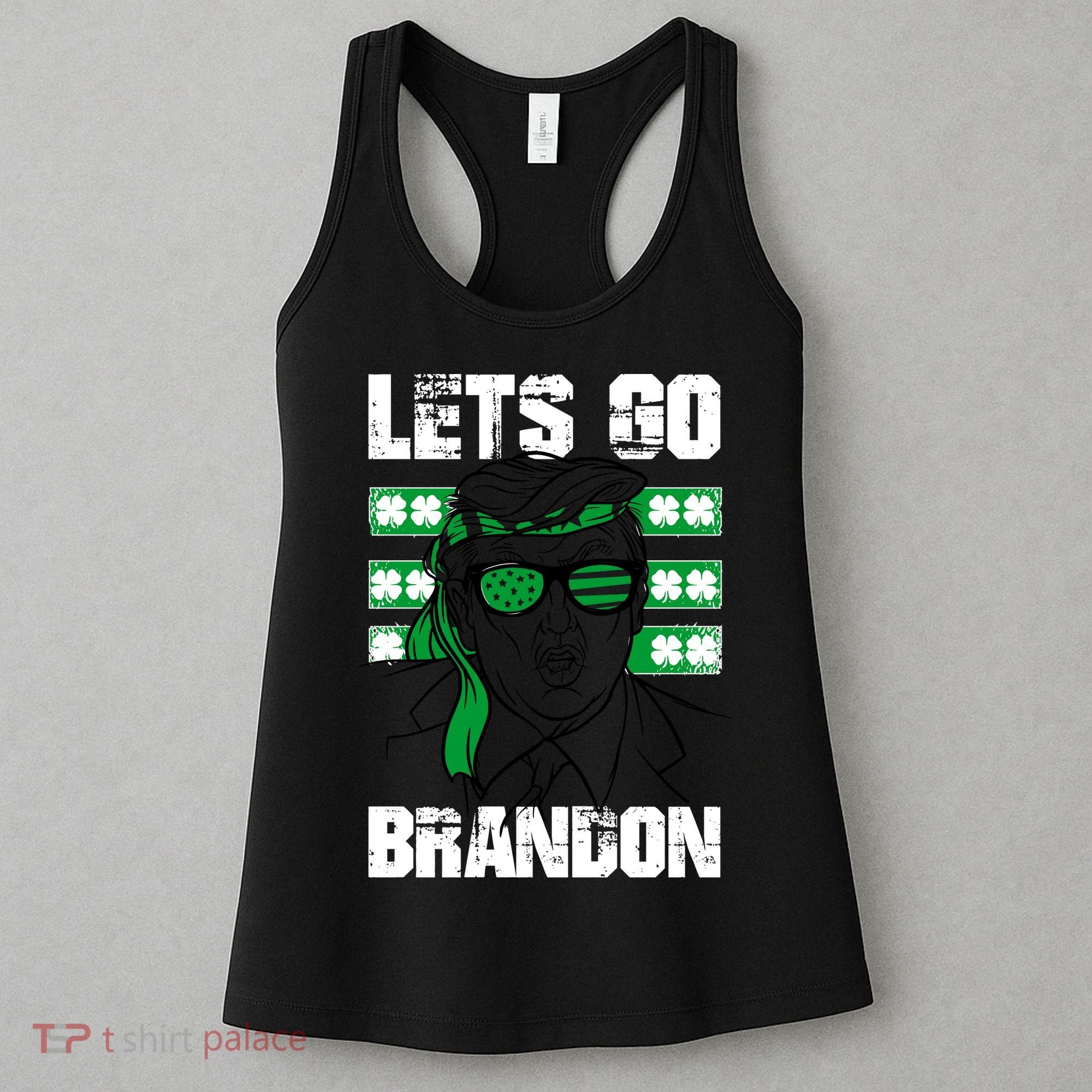 Lets Go Brandon St Patrick's Day Trump Beer America Flag Women's Tank Top