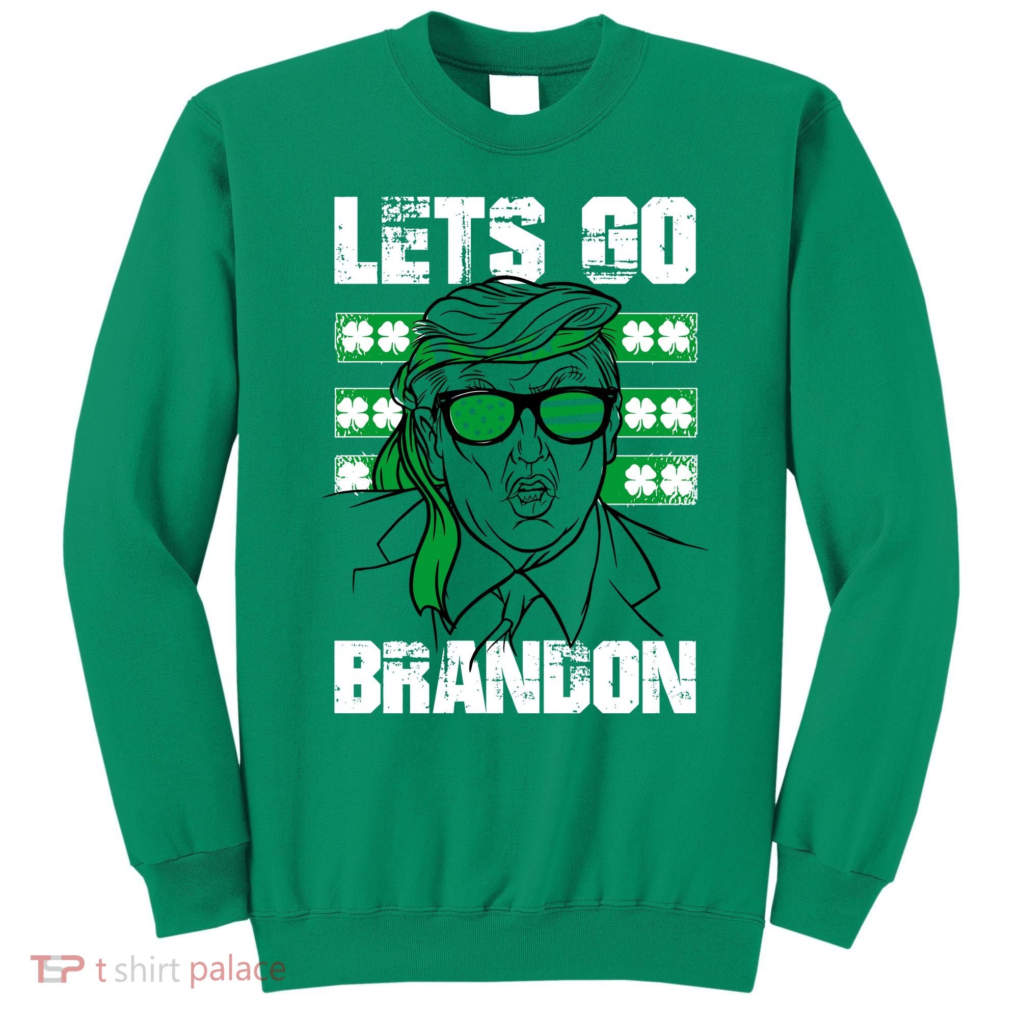 Lets Go Brandon St Patrick's Day Trump Beer America Flag Sweatshirt